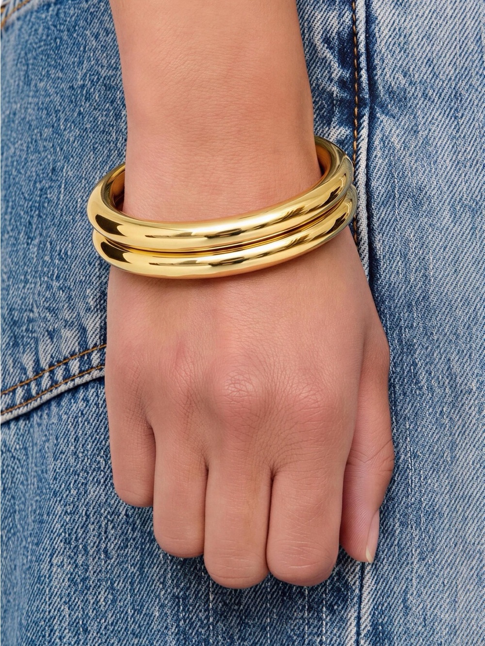 Eliou Polished Gold double-Loop Bangle Bracelet 🆕